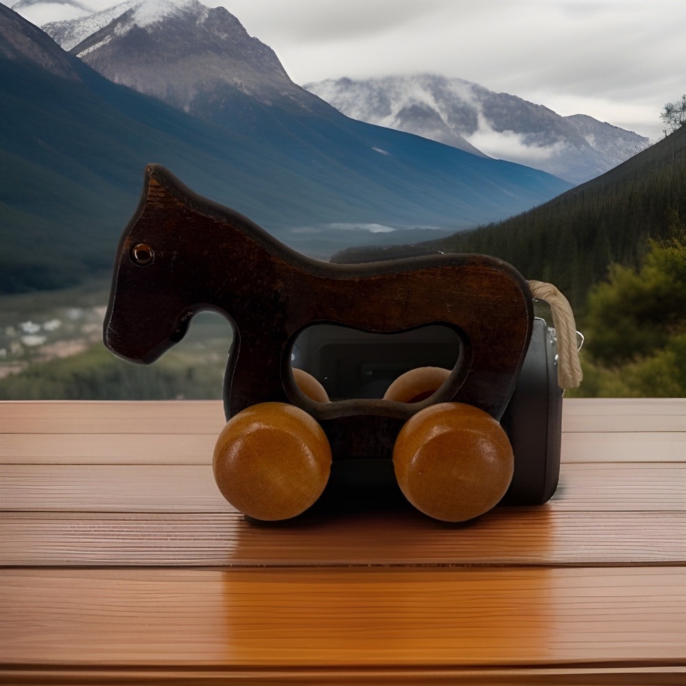 Vintage Wooden Horse Toy Googly Eyes Massage Pet‎ Creative Wood Handmade